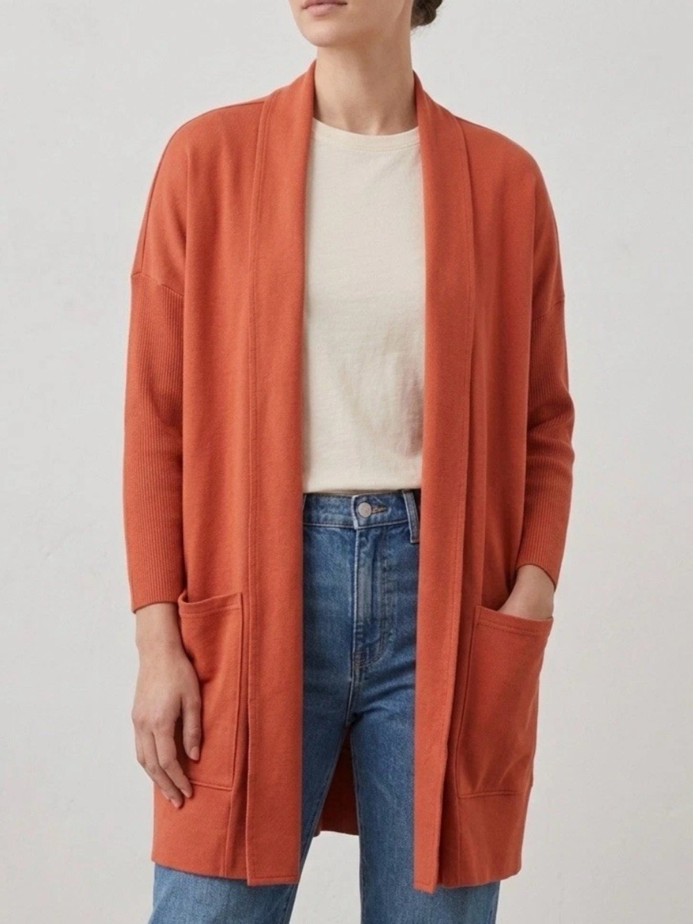 Pact Sweater Orange Airplane Open Cardigan 100% Organic Cotton Womens XL / XXL